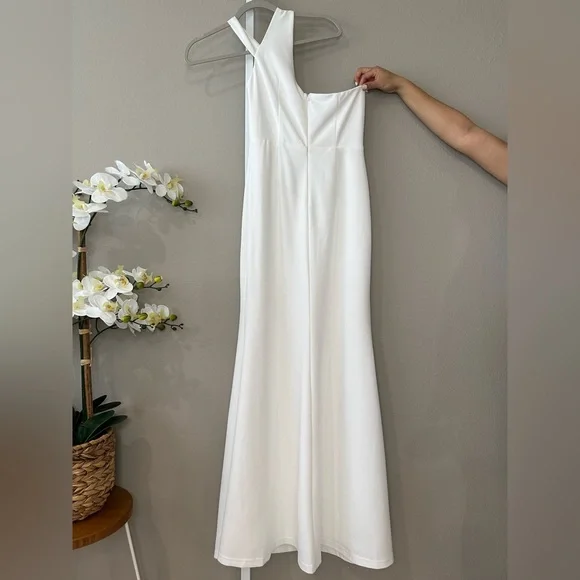 Lulus White One-Shoulder Mermaid Maxi Dress Wedding Formal Gown Prom Homecoming - Picture 5 of 9